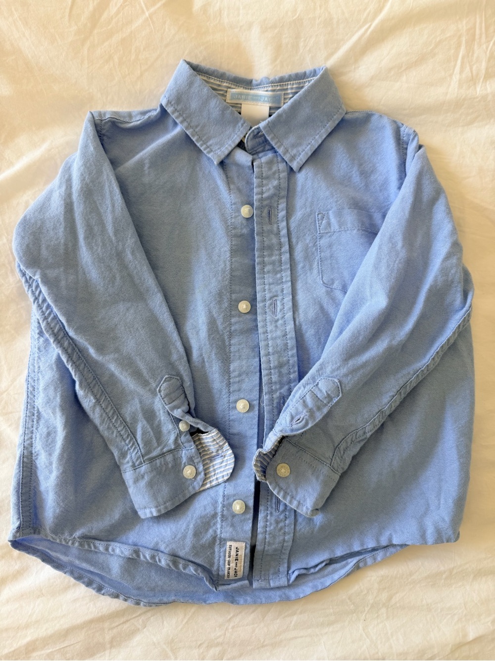Light Blue Long-Sleeve Button-Down Shirt for Kids
